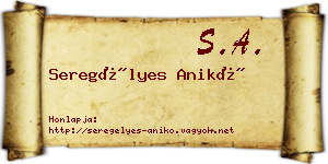 Seregélyes Anikó névjegykártya