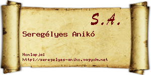 Seregélyes Anikó névjegykártya